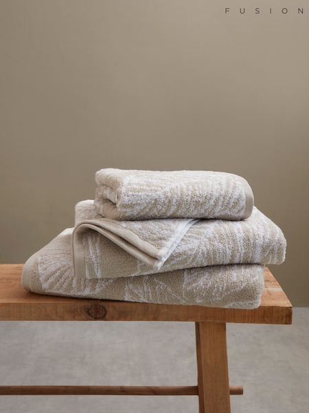 Fusion Natural Matteo Jacquard Bath 100% Cotton Towel (AJ9438) | £18 - £27
