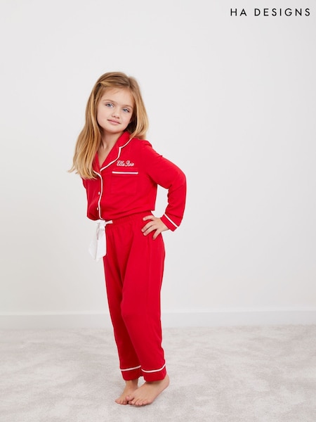 Girls Personalised Mini Long Sleeve 100% Cotton Pyjamas Set by HA Design (AJ9481) | £46