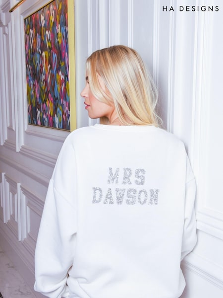 Personalised Bridal Sweatshirt and Joggers Tracksuit Set With Letter Embellishment by HA Design (AJ9482) | £72