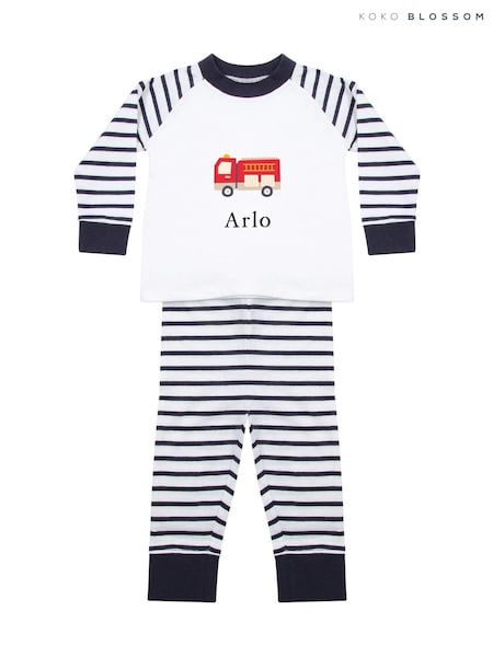 Personalised 100% Cotton Fire Engine Pyjamas by Koko Blossom (AJ9556) | £30