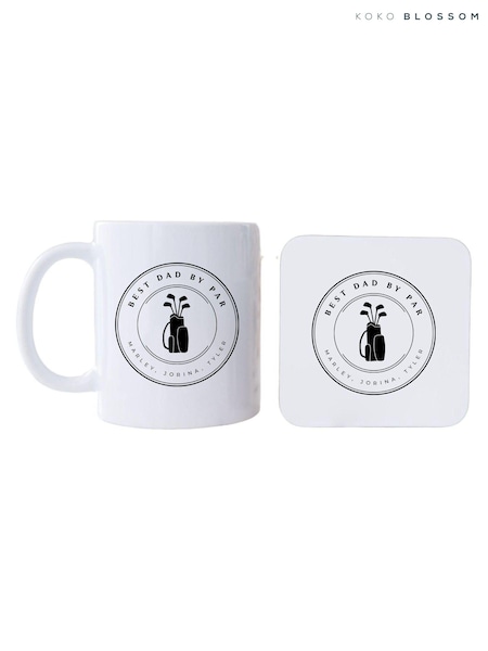 Personalised Best by Par Mug Coaster Set by Koko Blossom (AJ9573) | £20