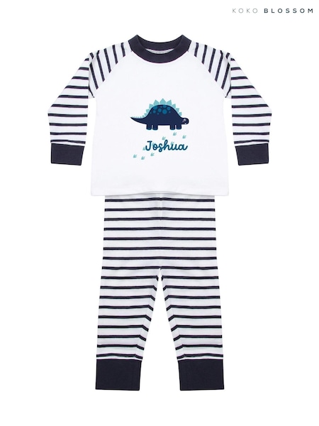 Personalised 100% Cotton Dinosaur Print Pyjamas by Koko Blossom (AJ9597) | £30