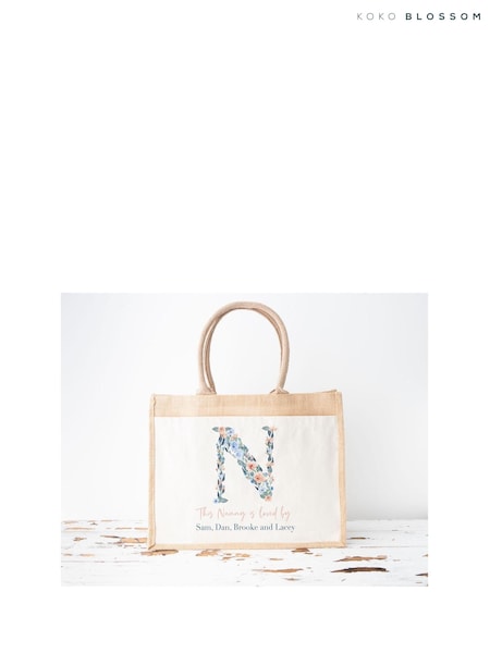 Personalised Floral Initial Tote Bag by Koko Blossom (AJ9607) | £30