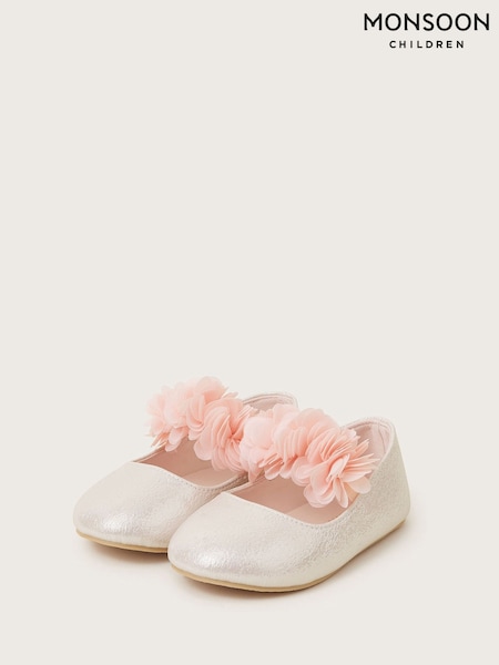 Monsoon Pink Corsage Metallic Faux Leather Ballet Flats (AJ9625) | £22