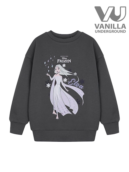 Vanilla Underground Grey Girls Disney Frozen 100% Cotton Licensed Sweatshirt (AJ9631) | £14 - £20