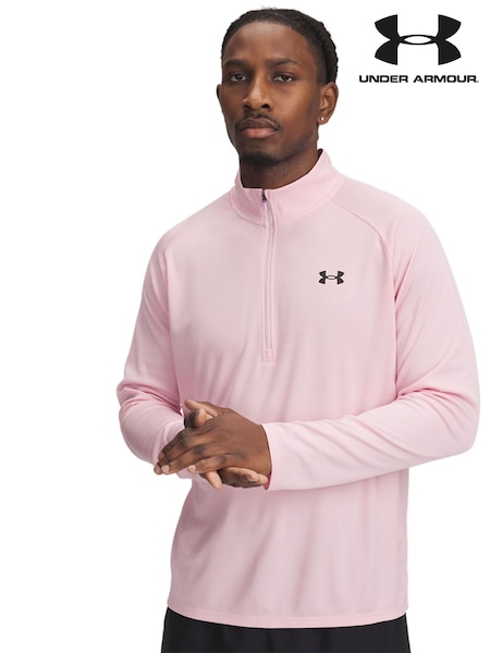 Under Armour Pink Tech Textured 1/2 Zip Sweatshirt (AJ9724) | £44