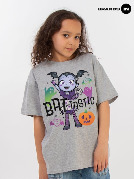 Brands In Grey Girls Disney Vampirina Halloween Bat Tastic Heather 100% Cotton T-Shirt (AJ9864) | £20