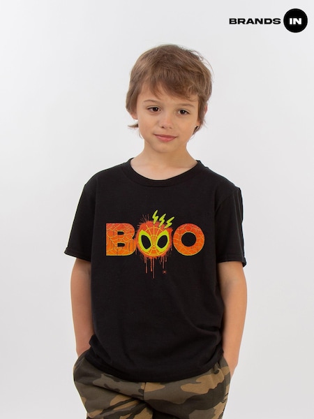 Brands In Black Boys Halloween Marvel Spider-Man Boo 100% Cotton T-Shirt (AJ9870) | £20