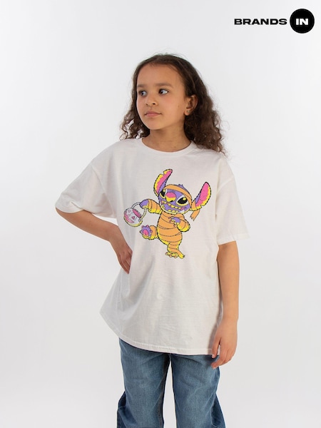 Brands In White Girls Disney Lilo And Stitch Halloween Trick Or Treat 100% Cotton T-Shirt (AJ9874) | £20