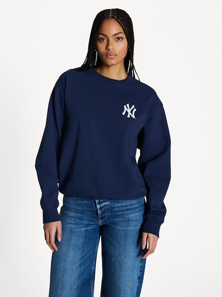 Sporty & Rich Blue Yankees Serif Crewneck Sweatshirt (AJ9973) | £180