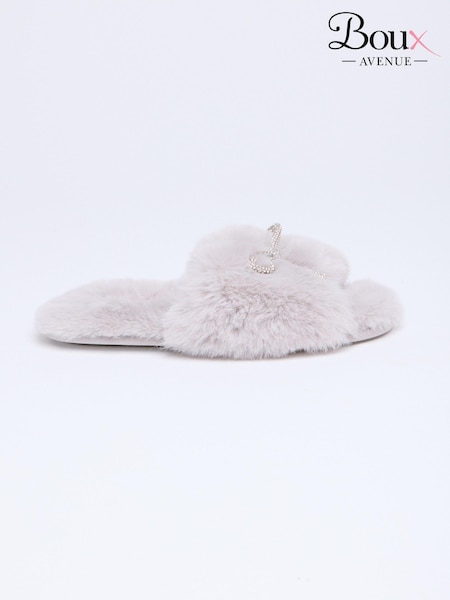 Boux Avenue Grey Bow Embellished Slider Slippers (AJ9981) | £20