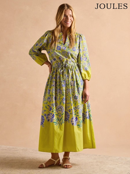 Joules Anais Yellow Cotton Maxi Dress (AK0012) | £89