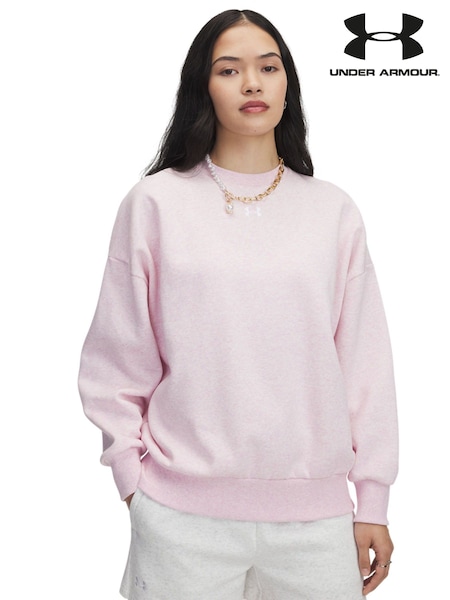 Under Armour Pink Oversized Rival Fleece Crew Sweatshirt (AK0038) | £50