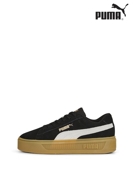 Puma Black Womens Smash Platform V3 Suede Sneakers Trainers (AK0445) | £65