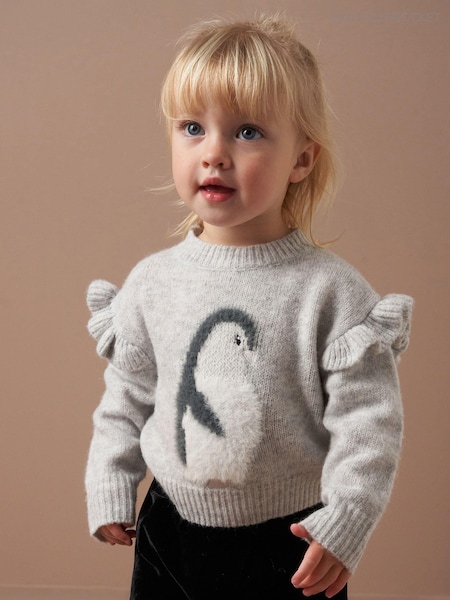 Angel & Rocket Grey Christmas Peggy Penguin Jumper (AK0635) | £16.50 - £18