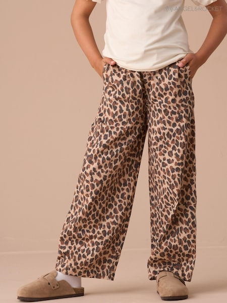 Angel & Rocket Brown Penny Leopard Twill 100% Cotton Trousers (AK0645) | £22 - £26
