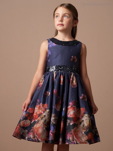 Angel & Rocket Blue Sequin Bow Claudia Dress (AK0655) | £78 - £82