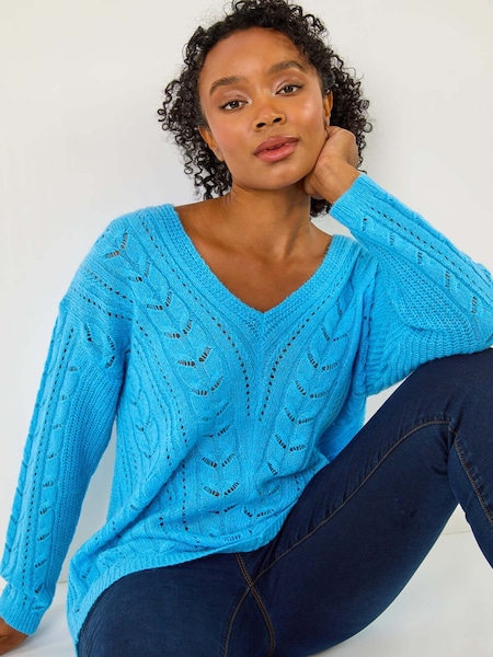 Roman Blue Petite V-Neck Knit Jumper (AK0806) | £35