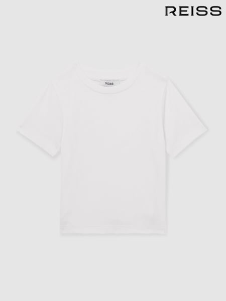 Reiss Ivory Victoria 13-14 yrs Cotton-Jersey Ribbed Short-Sleeve T-Shirt (AK0924) | £13