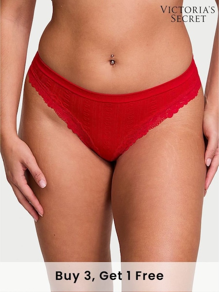 Victoria's Secret Lipstick Red Thong Heart Pointelle Knickers (AK1067) | £9