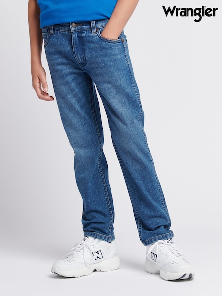 Wrangler Aqua Blue Boys Straight Fit Greensboro Regular Jeans (AK1085) | £35 - £42