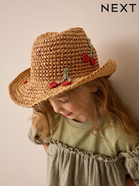 Multi Crochet Cherry Fedora Hat (3-13yrs) (AK1501) | £12 - £14