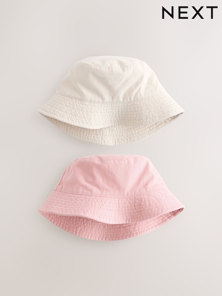 Ecru/Pink Bucket Hats 2 Pack (3mths-16yrs) (AK1508) | £12 - £20