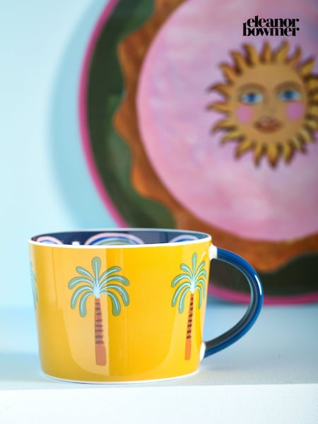 Eleanor Bowmer Set of 2 Yellow Electric Coast Palm Wave Mugs (AK1522) | £28