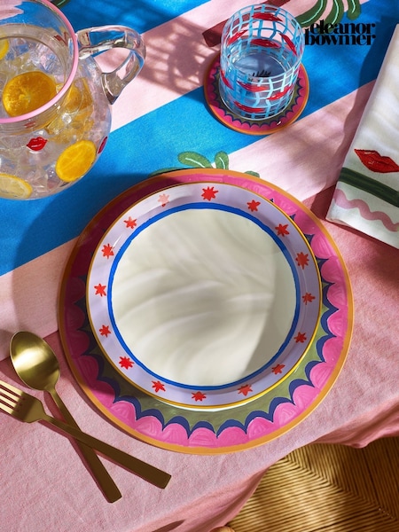 Eleanor Bowmer Set of 4 White Electric Coast Red Star Pasta Bowls (AK1530) | £56