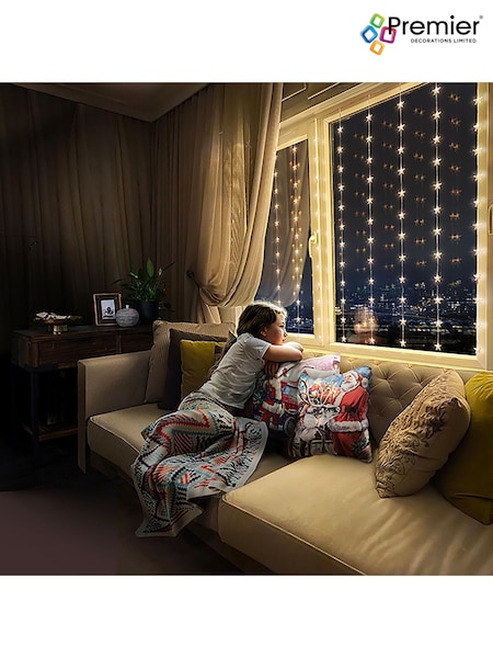 Premier Decorations Ltd White Stars Flexi Bright Warm LED Curtain Lights (AK1603) | £24