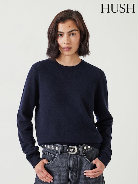 Hush Blue Ivy Fine Merino Crew Jumper (AK1665) | £90