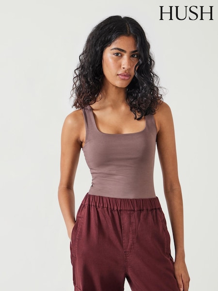 Hush Brown Jade Wide Strap Scoop Vest (AK1686) | £32