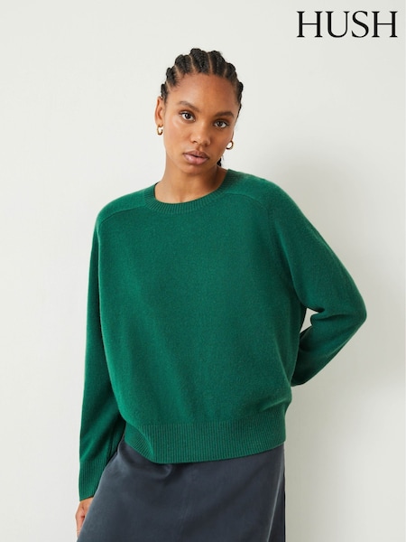 Hush Green Alina Cashmere Crew Jumper (AK1695) | £179