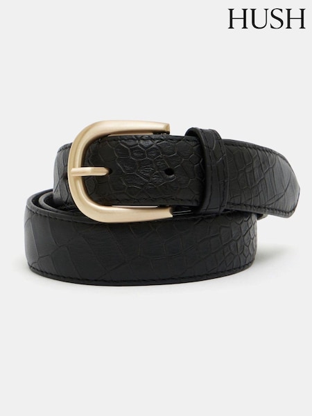 Hush Black Callie Croc Emboss Leather Belt (AK1701) | £60