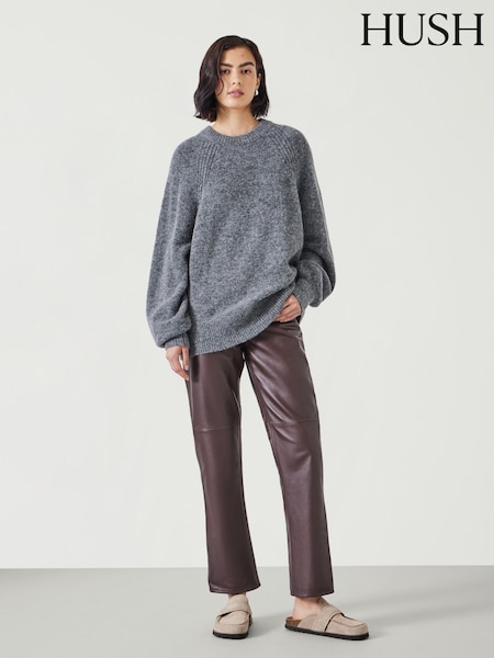 Hush Red Colette Leather Straight Leg Trousers (AK1728) | £300