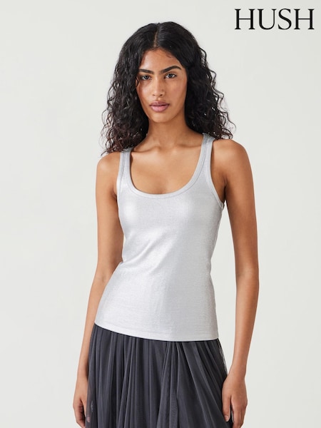 Hush Silver Alyssa Metallic Rib Vest (AK1731) | £35