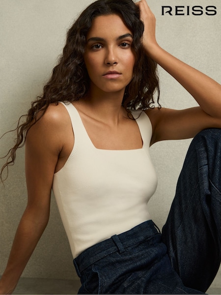 Reiss Ivory Harper Knitted Square Neck Vest (AK1782) | £68