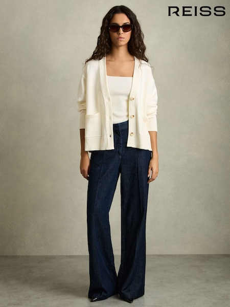 Reiss Ivory Harper Chunky Knitted Cardigan (AK1784) | £128