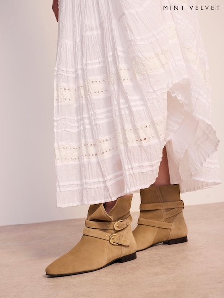 Natural - Mint Velvet Libby Suede Ankle Boots