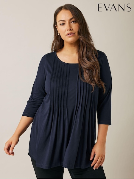Evans 3/4 Sleeve Pintuck Top (AK1958) | £26
