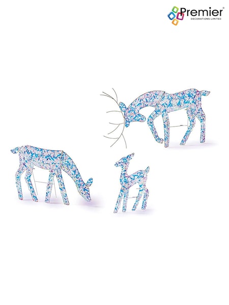 Premier Decorations Ltd Set3 Lit Iridescent Twist Reindeers with White Lights (AK2026) | £70