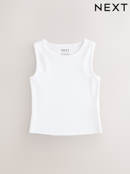 White Boxy Rib Vest (3-16yrs) (AK2064) | £3 - £6