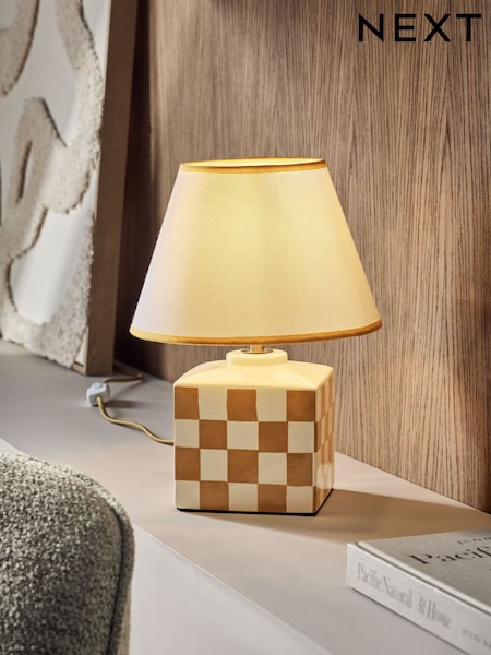 Ochre Yellow Chequer Table Lamp (AK2361) | £45