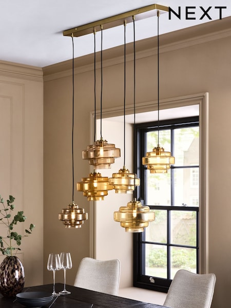 Amber Orange Luca 6 Light Pendant Ceiling Light (AK2367) | £220