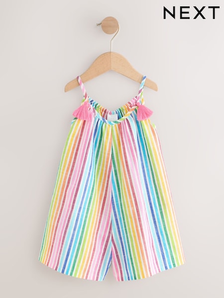 Rainbow Stripe 100% Cotton Playsuit (3mths-10yrs) (AK2482) | £11 - £14