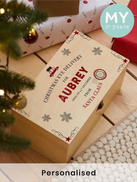 Personalised Christmas Eve Delivery Wooden Keepsake Box by My 1st Years (AK2509) | £36