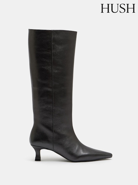 Hush Grey Katlynn Leather Kitten Heel Knee Boots (AK2832) | £250