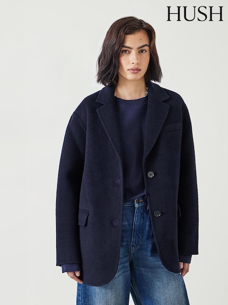Hush Blue Pure Wool Double Faced Blazer (AK2948) | £180