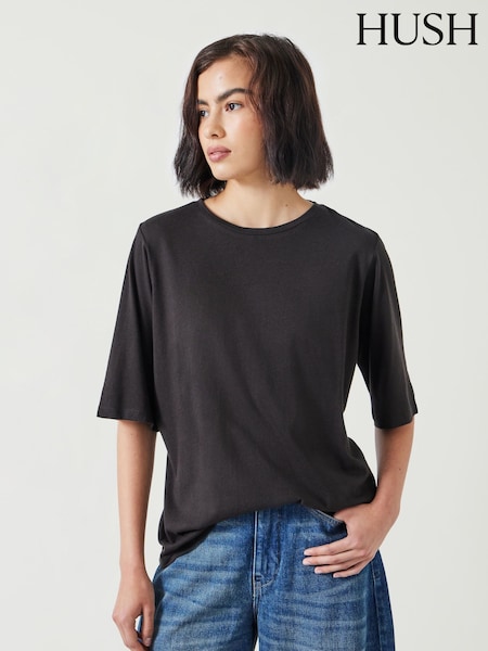 Hush Black Reece Relaxed T-Shirt (AK2953) | £32