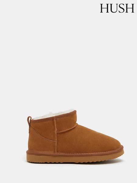 Hush Brown Ultra Mini Sheepskin Boots (AK2981) | £90